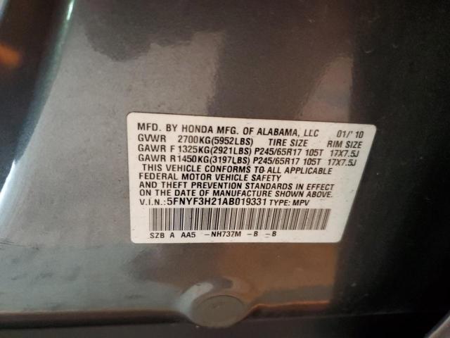 2010 HONDA PILOT LX - 5FNYF3H21AB019331