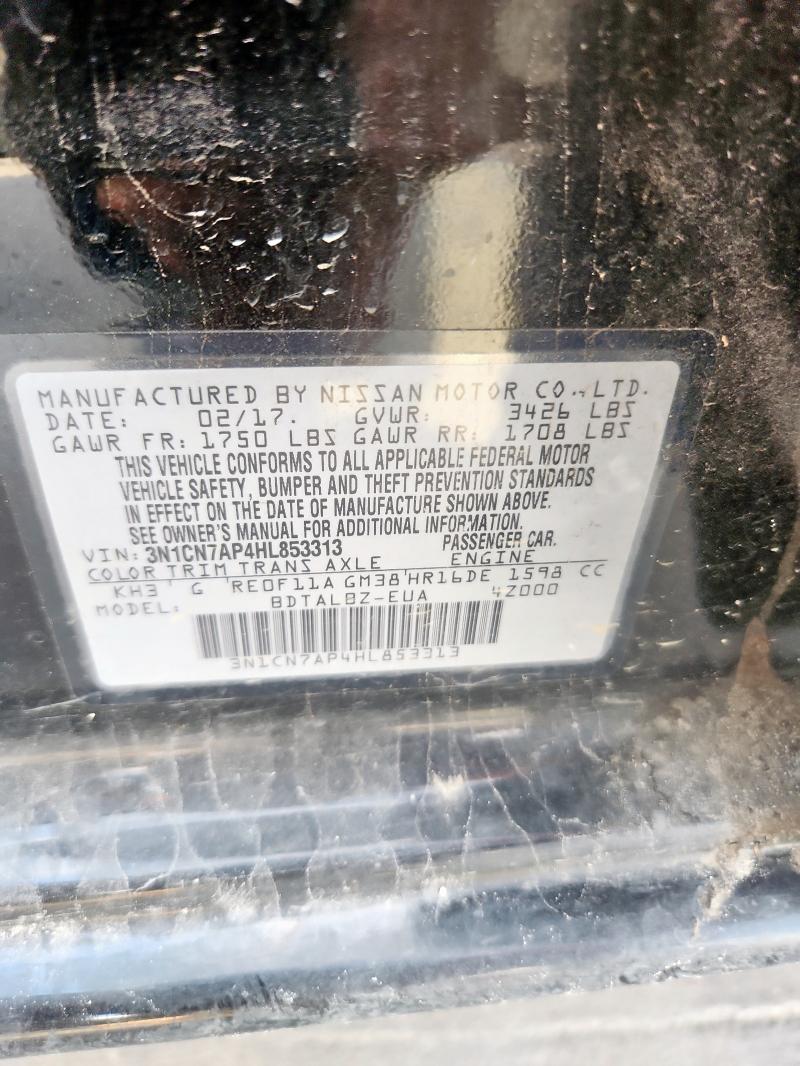 2017 NISSAN VERSA S 3N1CN7AP4HL853313