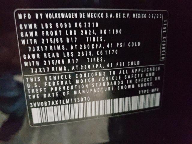 2020 VOLKSWAGEN TIGUAN S 3VV0B7AX1LM113070