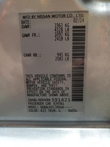 2024 NISSAN ALTIMA SV 1N4BL4DVXRN391421