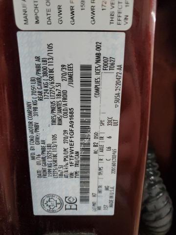 2016 FORD F150 SUPER - 1FTFW1EF1GFA91685