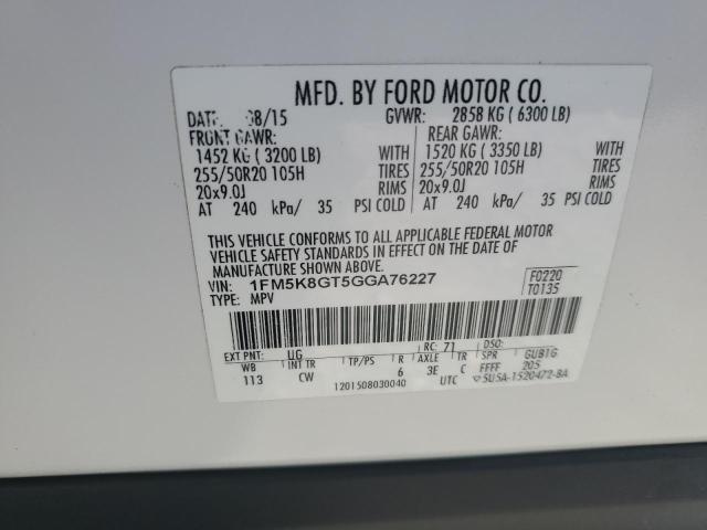 2016 FORD EXPLORER S - 1FM5K8GT5GGA76227