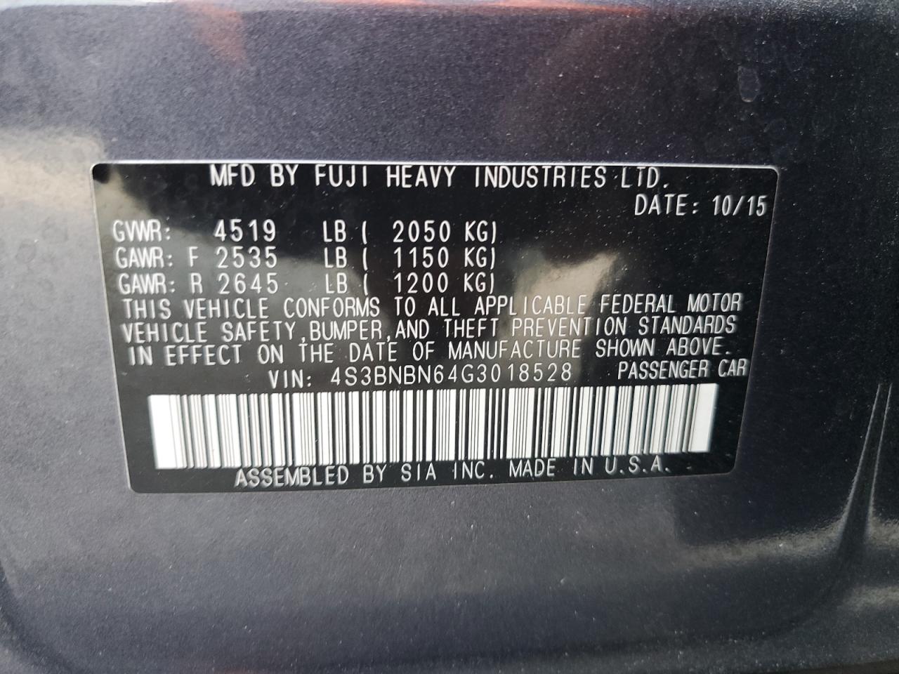 SUBARU LEGACY 2.5I LIMITED