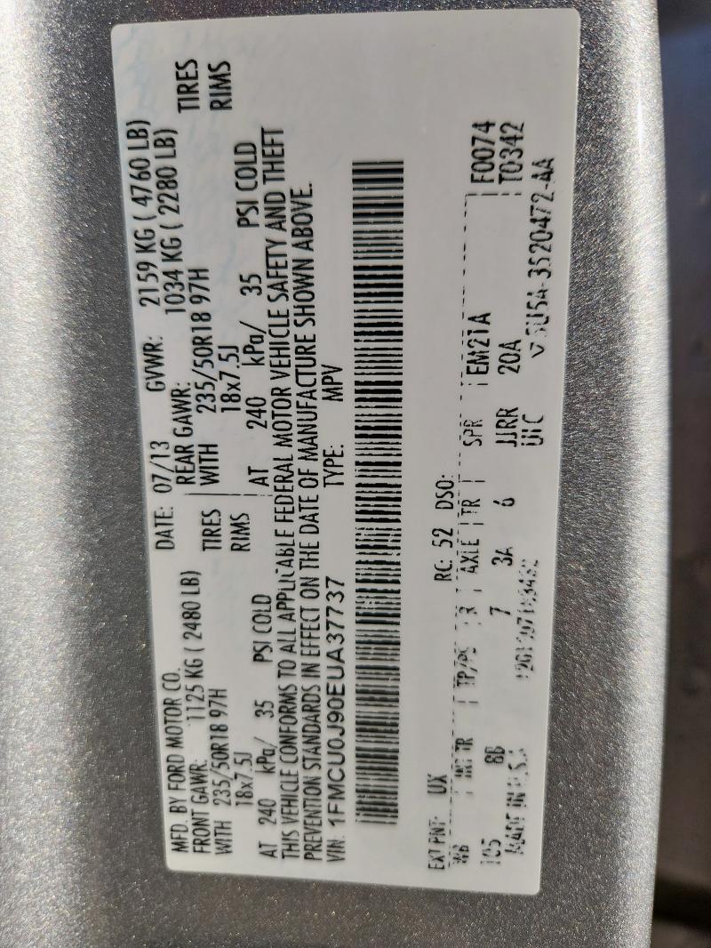 2014 FORD ESCAPE TIT - 1FMCU0J90EUA37737