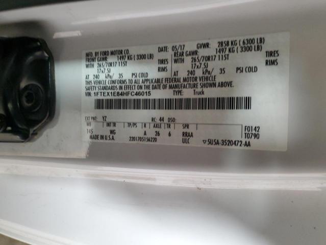 2017 FORD F150 SUPER CAB - 1FTEX1E84HFC46015