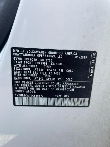 2019 VOLKSWAGEN ATLAS SEL 1V2MR2CA1KC536477