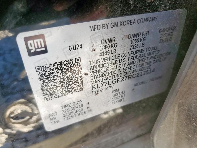 2024 CHEVROLET TRAX 1RS - KL77LGE27RC213514