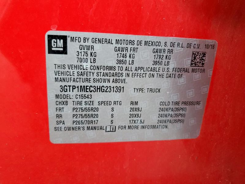2017 GMC SIERRA C1500 SLE 3GTP1MEC3HG231391