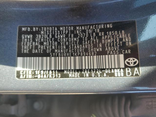 2019 TOYOTA COROLLA L #3291356147