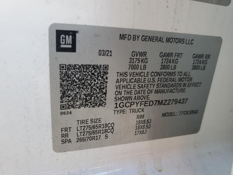 2021 CHEVROLET SILVERADO K1500 LT TRAIL BOSS 1GCPYFED7MZ279437