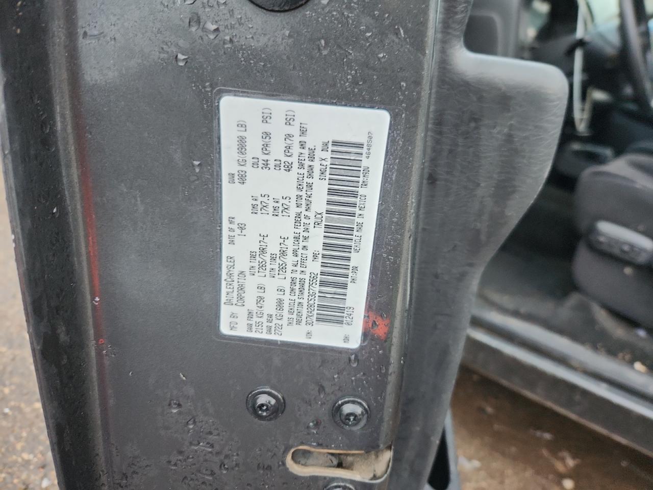 Lot #3284781520 2003 DODGE RAM 2500 ST