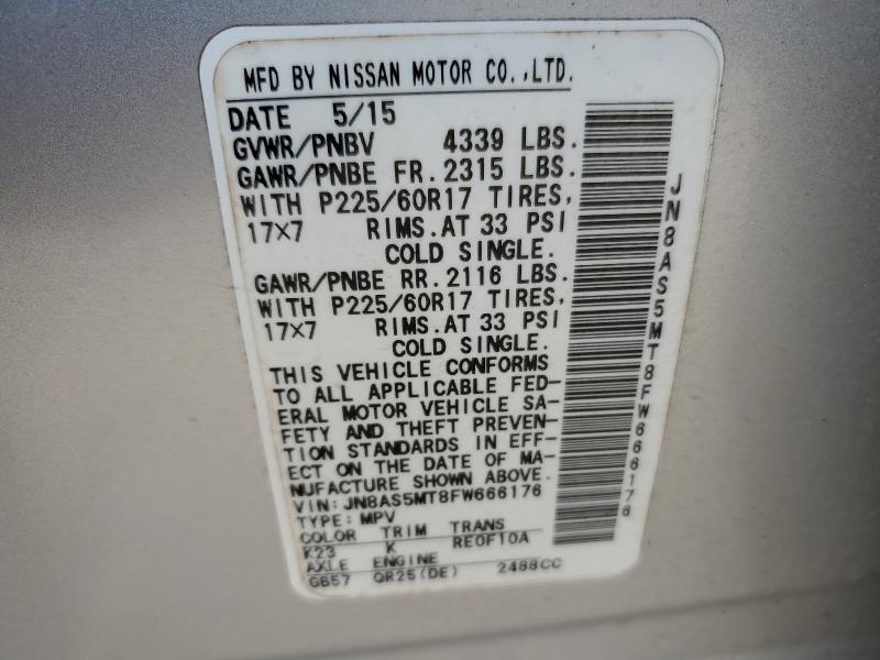 2015 NISSAN ROGUE SELE JN8AS5MT8FW666176