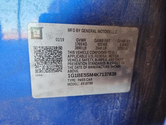 2019 CHEVROLET CRUZE LT - 1G1BE5SM4K7137839