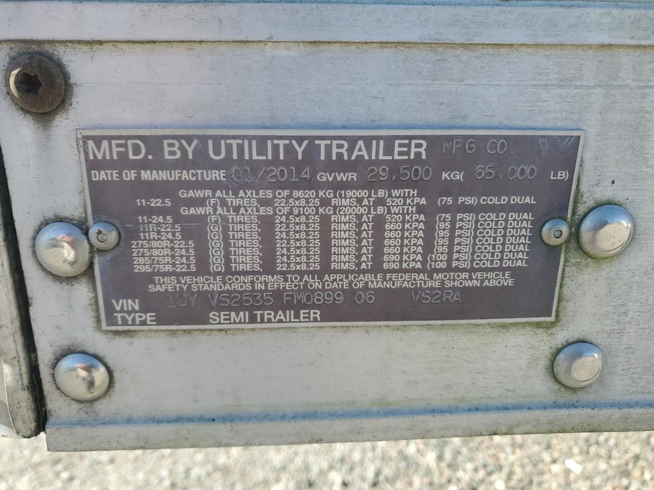 Lot #3279776291 2015 UTILITY VS2RA