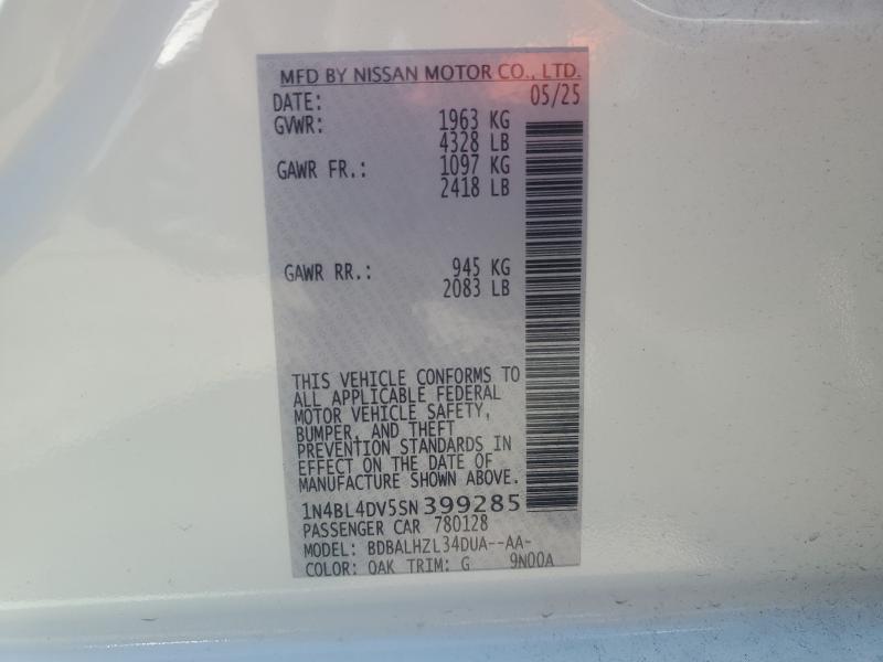 2025 NISSAN ALTIMA SV 1N4BL4DV5SN399285