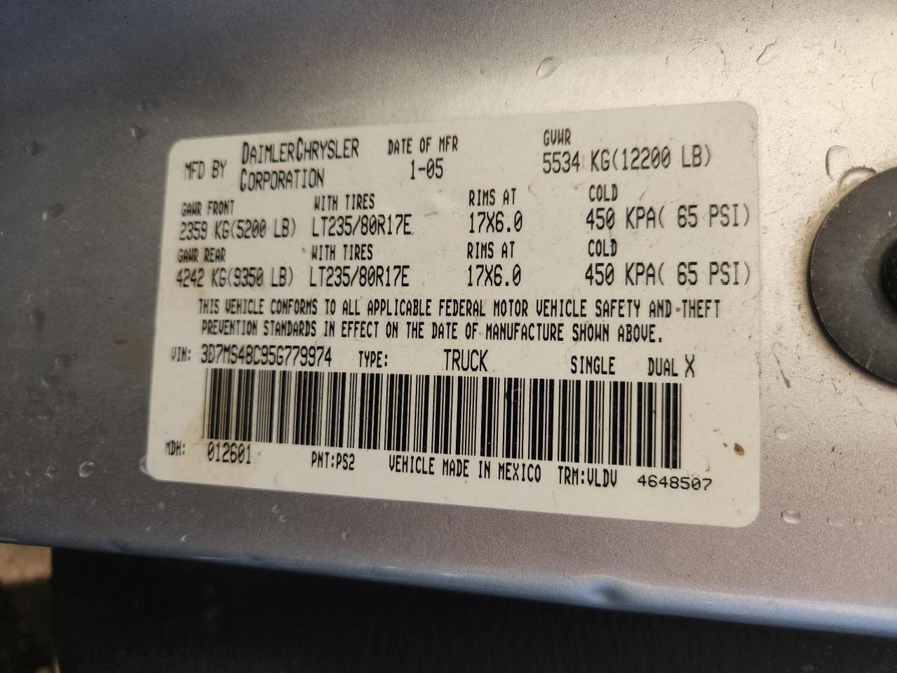 Lot #3290639804 2005 DODGE RAM 3500 S