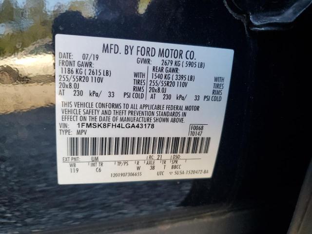 2020 FORD EXPLORER L - 1FMSK8FH4LGA43178