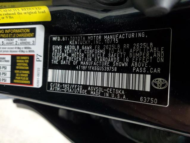 2016 TOYOTA CAMRY LE #3294142953