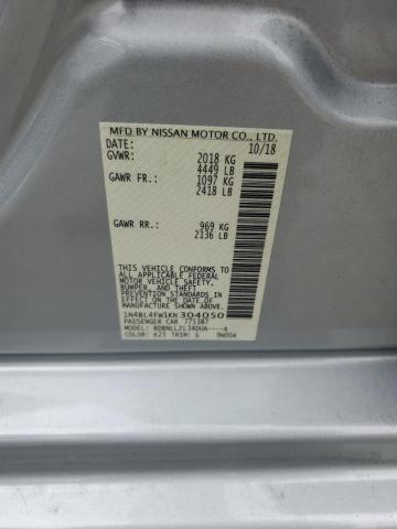 2019 NISSAN ALTIMA PLA 1N4BL4FW1KN304050