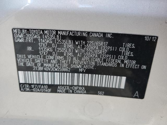 2012 TOYOTA RAV4 - 2T3BF4DV3CW259862