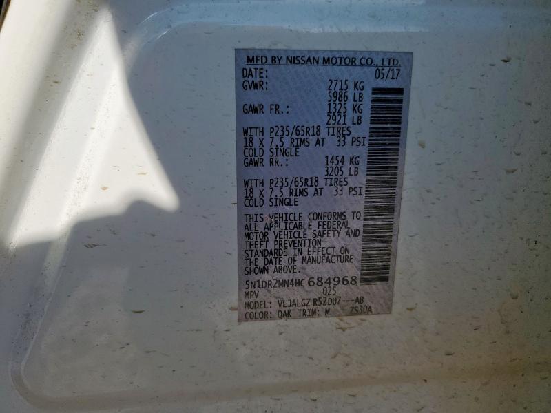 2017 NISSAN PATHFINDER - 5N1DR2MN4HC684968