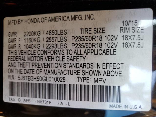 2016 ACURA RDX TECHNO 5J8TB3H50GL010028