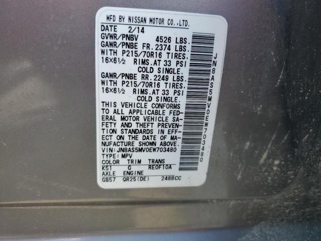 2014 NISSAN ROGUE SELE - JN8AS5MV0EW703480