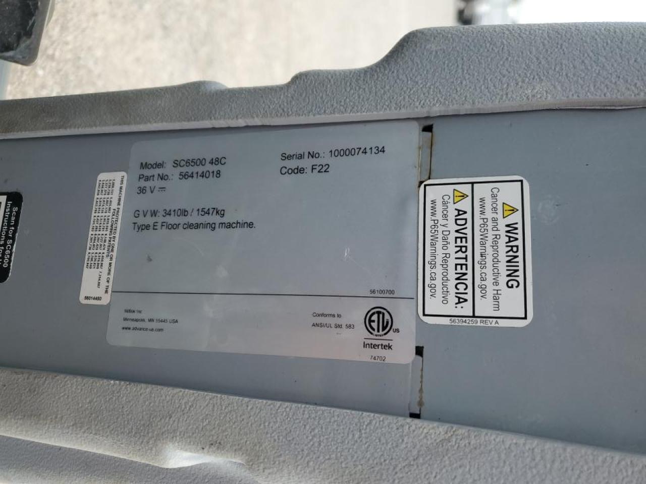 Lot #3291632255 2022 NILFISK SC6500