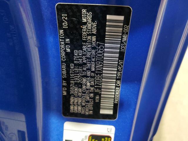 2022 SUBARU BRZ LIMITE JF1ZDBE1XN9700657