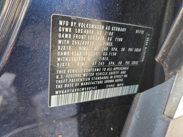 2012 VOLKSWAGEN TIGUAN S - WVGAV7AX0CW560141