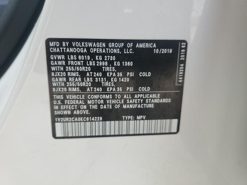 2019 VOLKSWAGEN ATLAS SE #3291532968