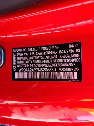 2021 PORSCHE 911 CARRER - WP0AA2A97MS206680