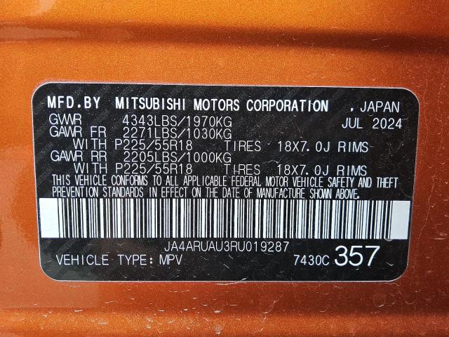 2024 MITSUBISHI OUTLANDER JA4ARUAU3RU019287