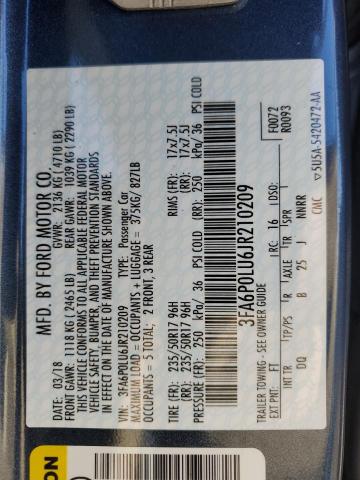 2018 FORD FUSION SE - 3FA6P0LU6JR210209