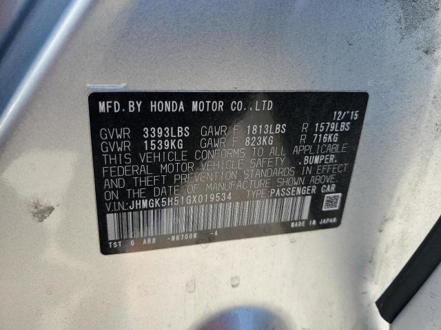 2016 HONDA FIT LX JHMGK5H51GX019534