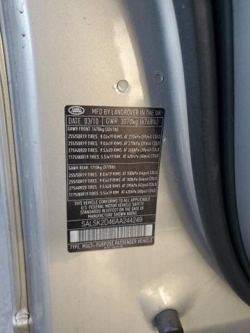 2010 LAND ROVER RANGE ROVE - SALSK2D46AA244249