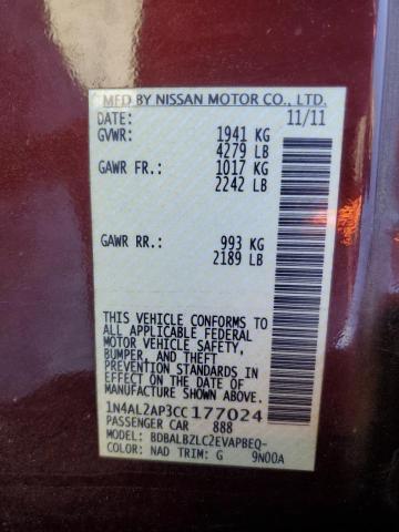 2012 NISSAN ALTIMA BAS - 1N4AL2AP3CC177024