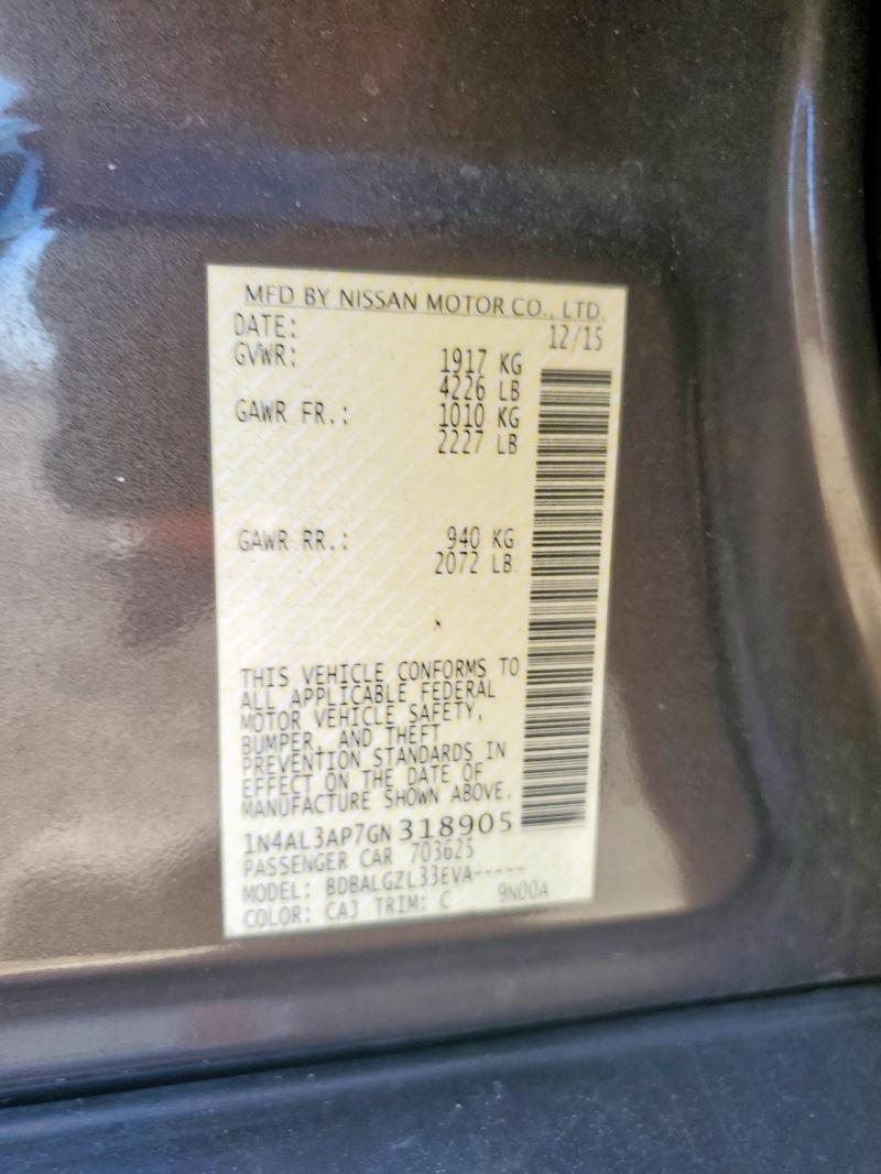 2016 NISSAN ALTIMA 2.5 - 1N4AL3AP7GN318905