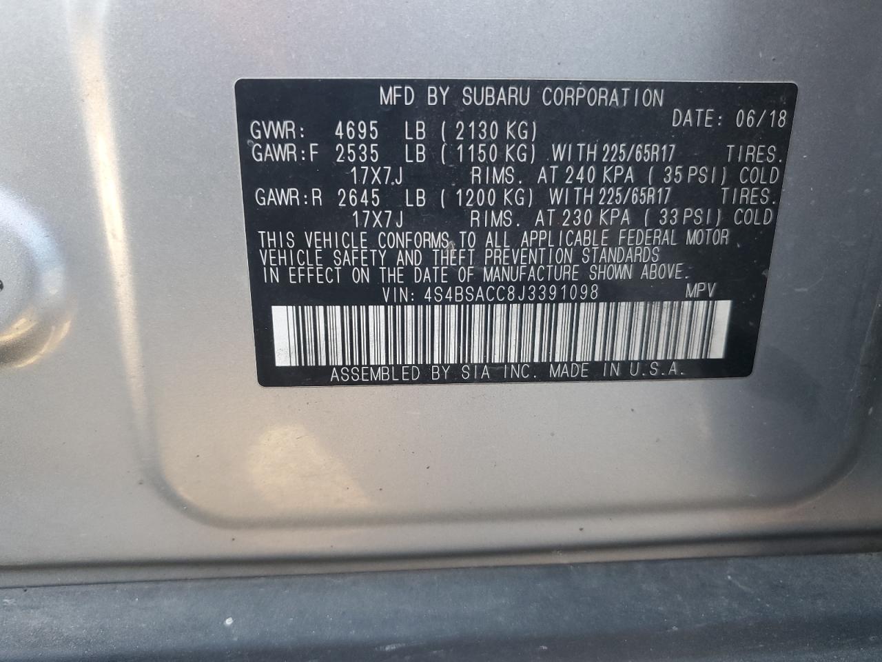 SUBARU OUTBACK 2.5I PREMIUM