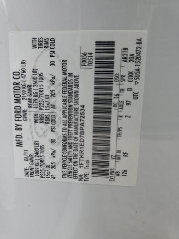 2011 FORD RANGER SUP - 1FTKR1ED7BPA72534