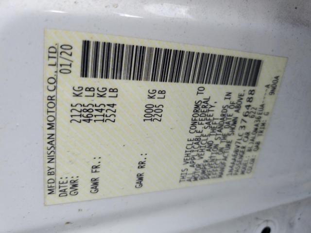 2020 NISSAN MAXIMA S 1N4AA6BV7LC376488