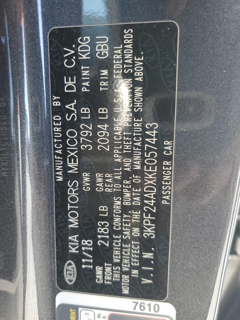 2019 KIA FORTE FE 3KPF24ADXKE057443