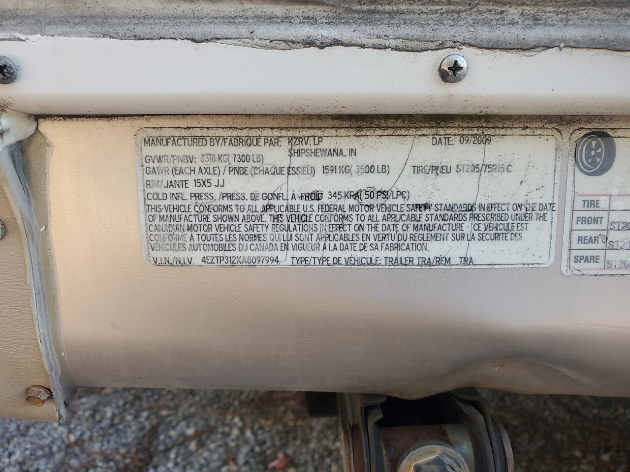 Lot #3302869899 2010 KZ CONNECT