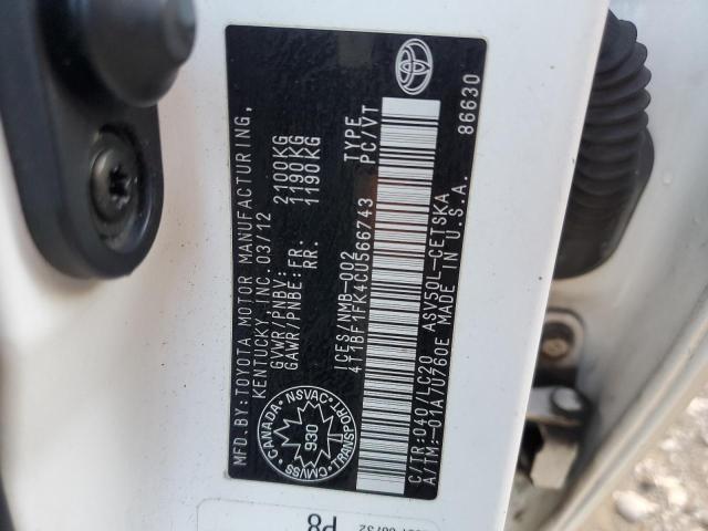 2012 TOYOTA CAMRY BASE - 4T1BF1FK4CU566743