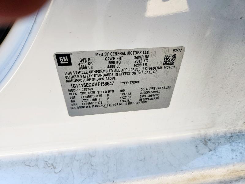 2017 GMC SIERRA C25 1GT11SEGXHF158647