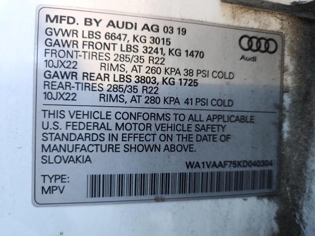 2019 AUDI Q7 PRESTIG - WA1VAAF75KD040304