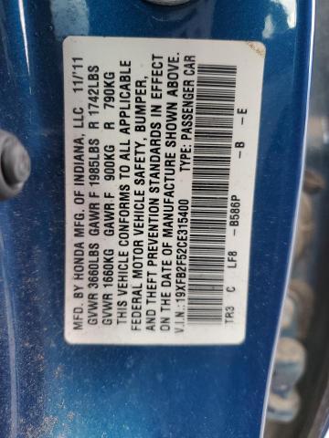 2012 HONDA CIVIC LX - 19XFB2F52CE315400