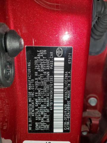 2019 TOYOTA CAMRY L - 4T1B11HK0KU761393