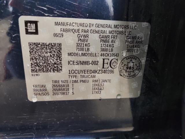 2019 CHEVROLET SILVERADO - 1GCUYEED4KZ340396