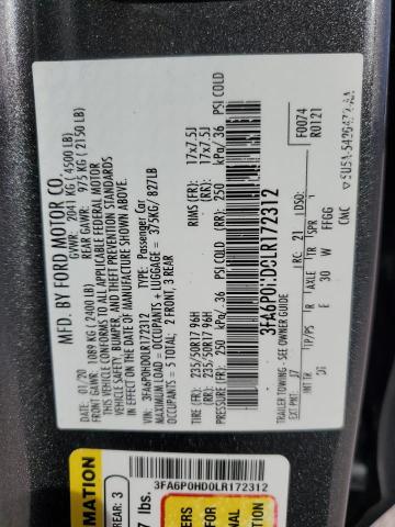 2020 FORD FUSION SE #3278549929